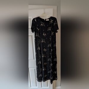 Villager Black Floral Midi Dress